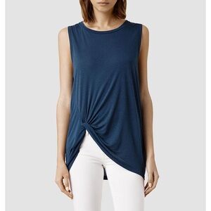 ALL SAINTS Mellon Tank in Blue Asymmetrical Size Small